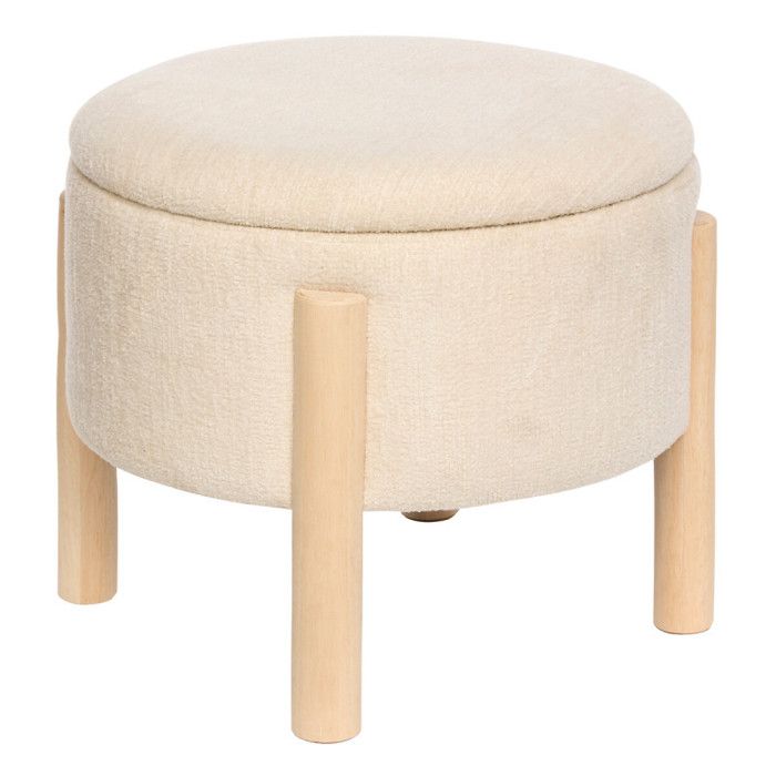 Tabouret coffre Elki D45 5 cm chenille beige Atmosphera