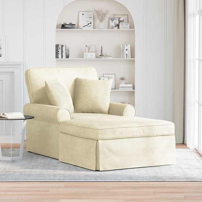 NEW 2026 Fauteuil lounge - Poids maximal: 110 kg - Chaise lounge - avec jupe avec coussin Crème 91x157x91 cm L6350