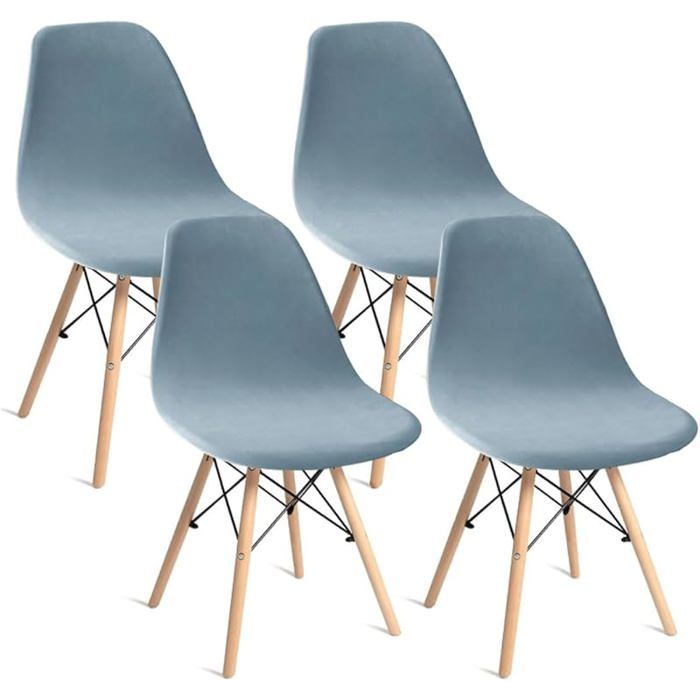 4Pcs Housse de Chaise extensible - XJYDNCG - Velours Élégant - Bleu Clair