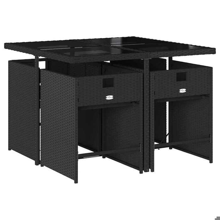 Ensemble à manger de jardin coussins (5 pcs) CLARENCE® Table de Balcon et 4 chaises de jardin Noir Résine tressée 110x106x73cm C394