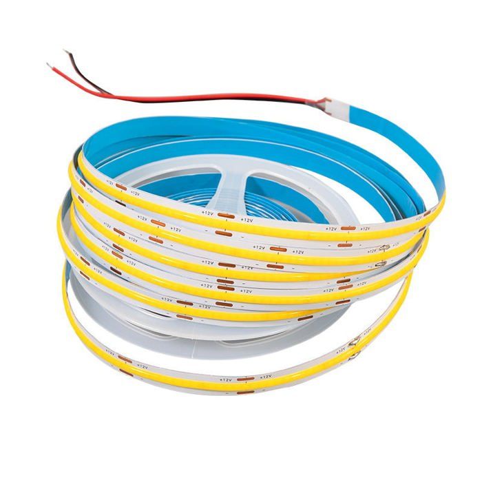 Ruban LED COB 12V de 480 LED au mètre Jaune Or de 5 Mètres en IP20 (Transformateur: Alimentation Non-Inclus)