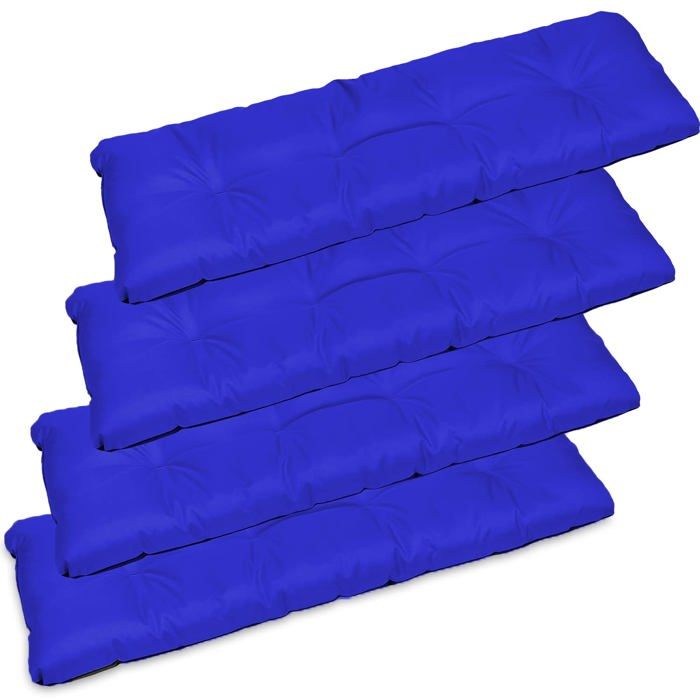 4 x Coussin pour Banc de Jardin - SuperKissen24. - Intérieur/Extérieur - Imperméable - 120x38 cm - Bleuet