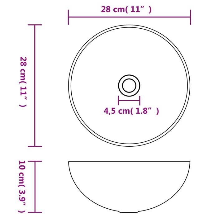 Elégant Vasque à poser Blanc - Lavabo de salle de bain Céramique Blanc mat Rond PRO5045657387021