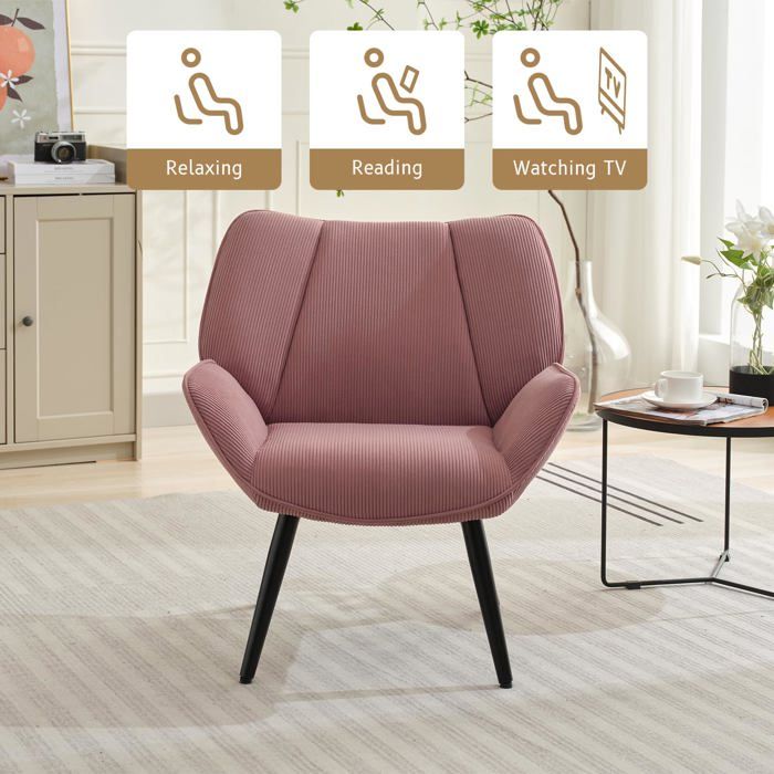 Fauteuil ergonomique - LUNSY - Dossier à oreilles moderne - Rembourrage mousse haute densité - Pieds en bois et métal