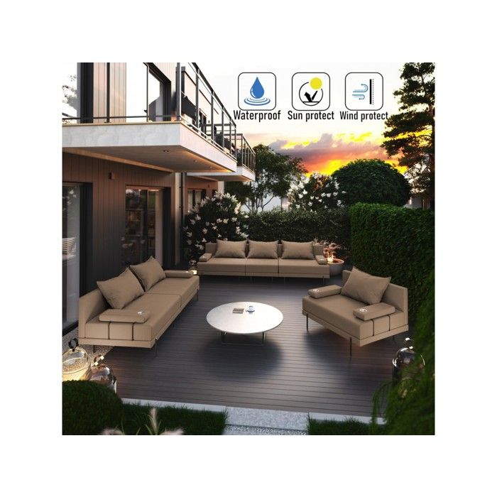 Salon de jardin 2 Canapés + 1 Fauteuil en bois BAHAMA 3+2+1 pour 6 personnes - beige (SET 6) Salon de jardin 2 Canapés + 1 Fauteuil en bois BAHAMA 3+2+1 pour 6 personnes - beige (SET 6)