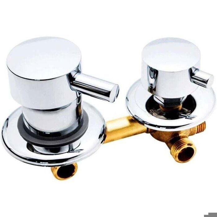 Mitigeur de douche 3 voies - ZOR - Laiton chromé - 10 cm - Inverseur G1/2 - Commande par interrupteur - Double poignée