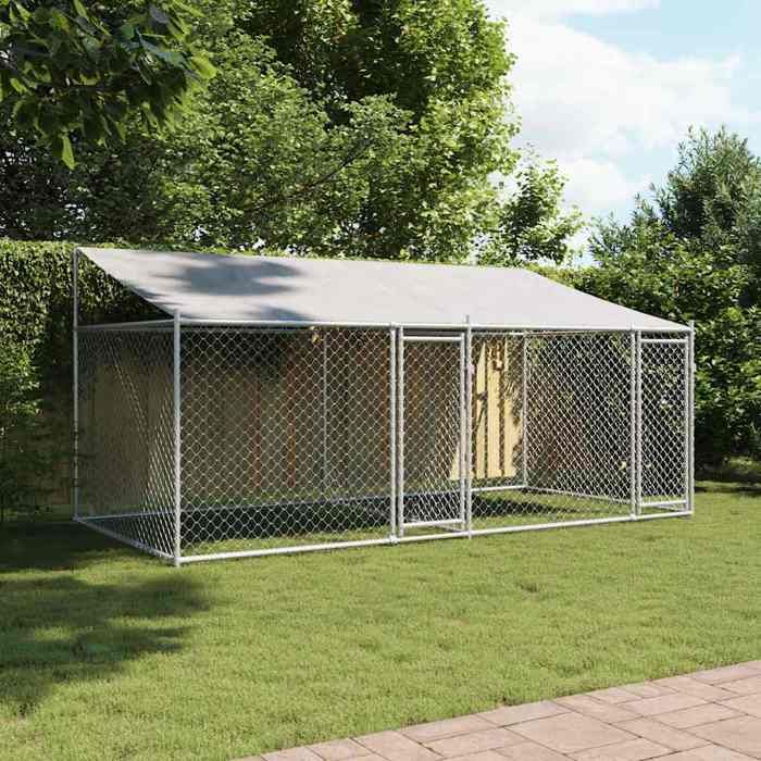 Meuble Déco - Niche/enclos pour chiens - CHICGris Cage pour chien avec toit et portes gris 4x2x2m - Acier galvanisé luf8650693