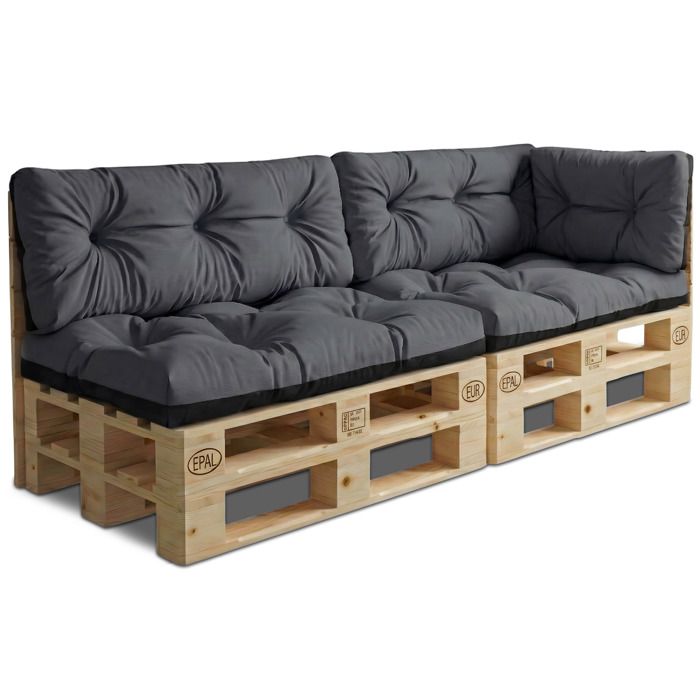 Coussin palette de jardin Lot de 5 coussins pour palettes - coussins exterieur et interieur gros oreiller Graphite