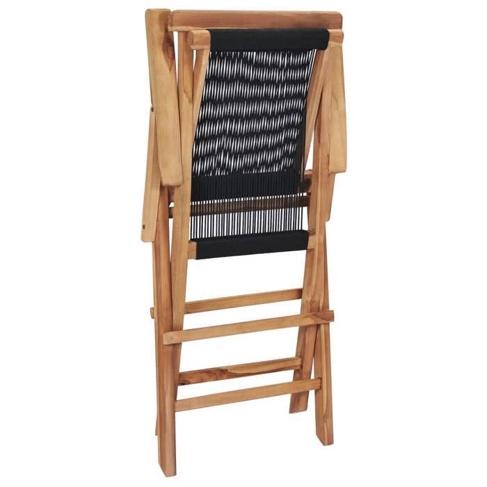 Chaises pliables de jardin - (lot de 2) - Meuble de Siège - Bois teck solide et corde CC2057