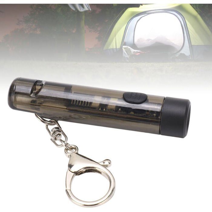 Porte-clés USB C Lampe de poche rechargeable Mini lampe portable Lampe torche durgence extérieure avec sifflet