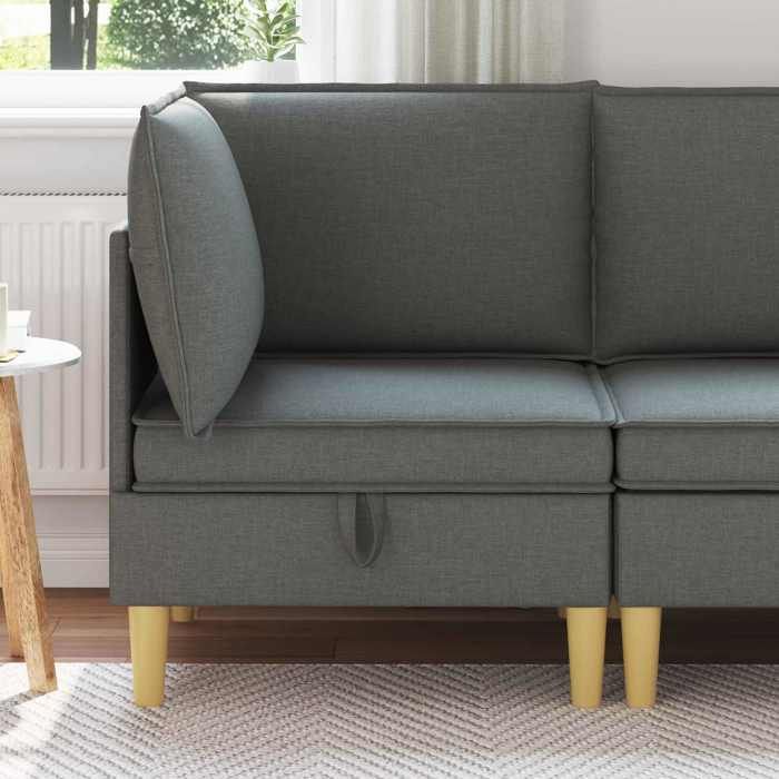 vidaXL Canapé dangle rangement gris foncé tissu canapé angle avec stockage salon gain place design fonctionnel
