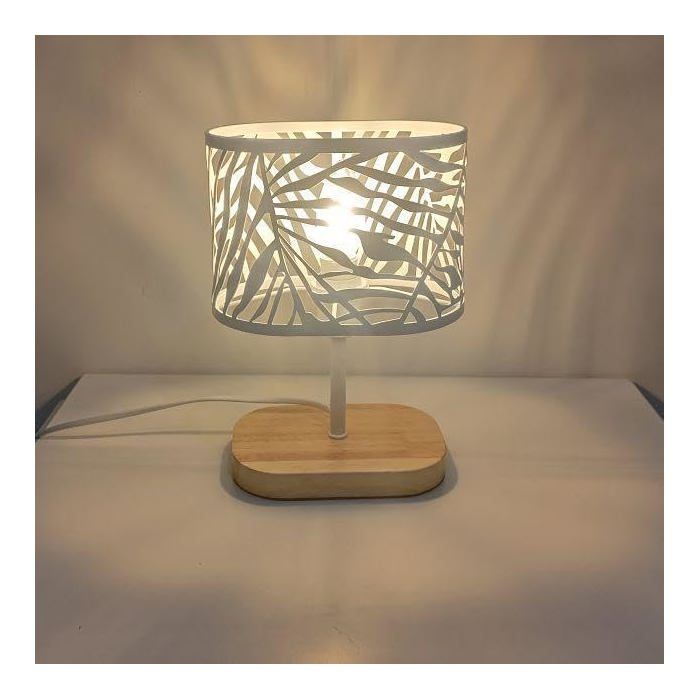 Lampe De Chevet Lampe De Bureau E14 Lampe De Table Veilleuse Avec Socle En Bois Et Abat-Jour En Métal Pour Chambre Salon Bar[BI143]