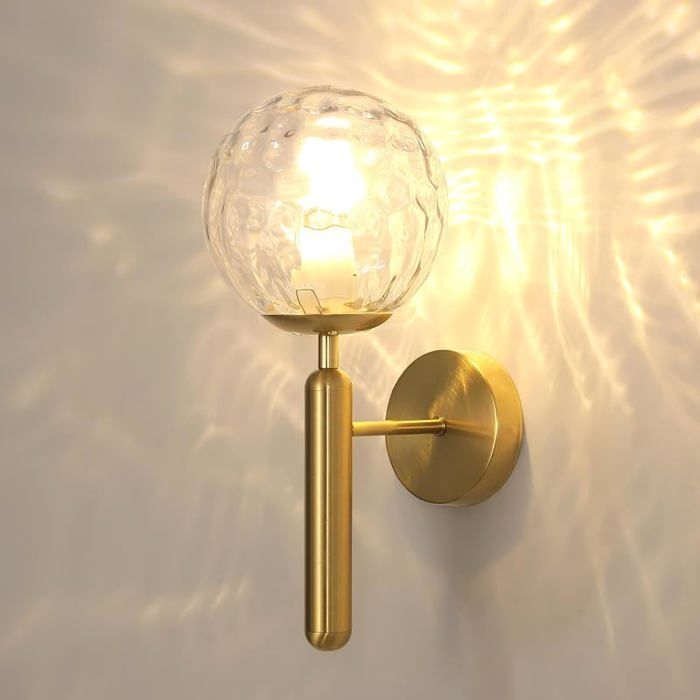 Applique Murale Intérieure Vintage E27 Lampe Murale avec Abat-jour en Verre pour Chambre Salon Couloir Café Doré LAMPE DECORATIVE