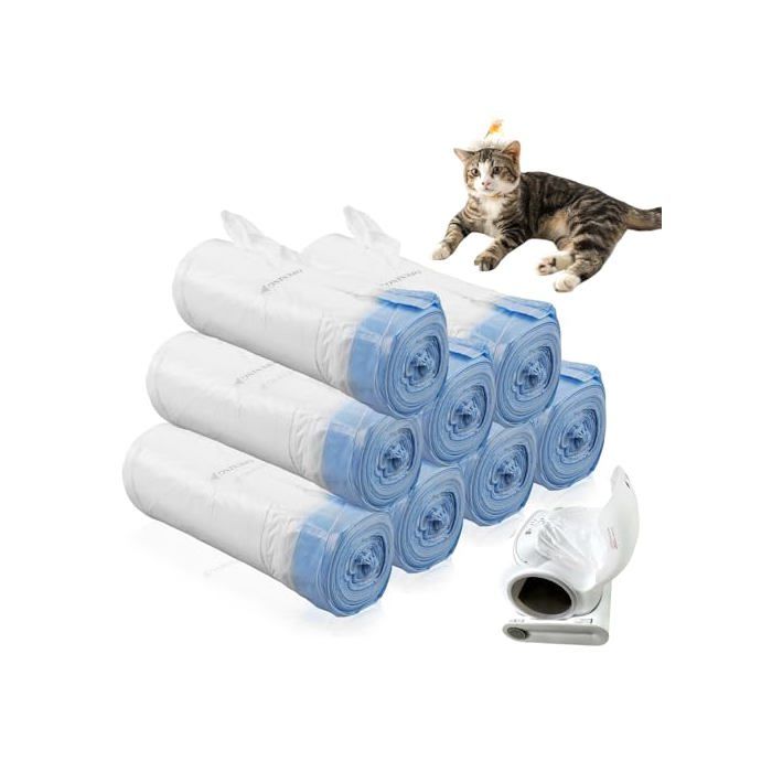 Sac à litière pour chat - SPORGO - 160 pcs (8 rouleaux) - 45x50 cm double cordon - extra épais étanche 15 kg