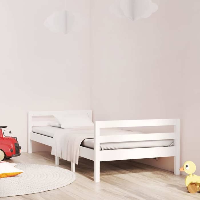Stable&robuste Cadre de lit sans matelas blanc 90x190 cm bois de pin massif avec manuel de montage &01_16908