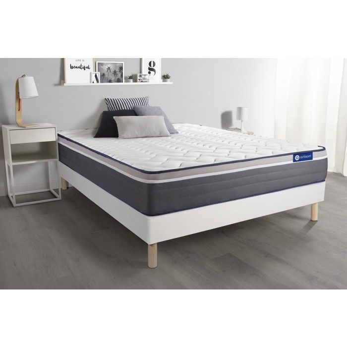 Ensemble 200x200 matelas REGEN à mémoire de forme + sommier kit noir