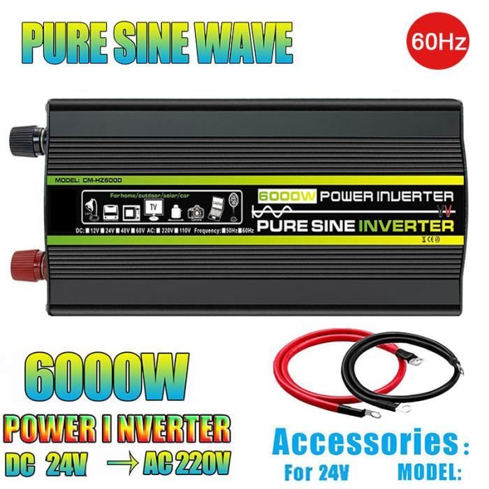 Onduleur 4000W 12V/230V - Onde Sinusoïdale Modifiée - Écran LCD, Télécommande, Ports USB - Pour Camping-car, Voiture - 6