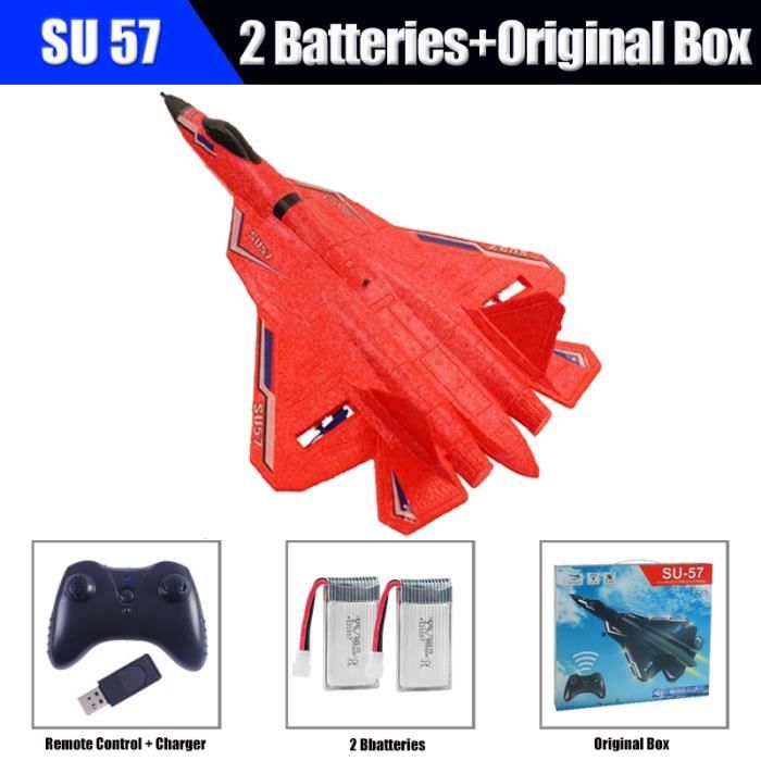 Avion De Chasse Radiocommandé En Mousse EVA Lumineux - Rouge - Lumières LED - 360° Rotations - Idéal Cadeau Enfants Et Adultes Dès 14 Ans