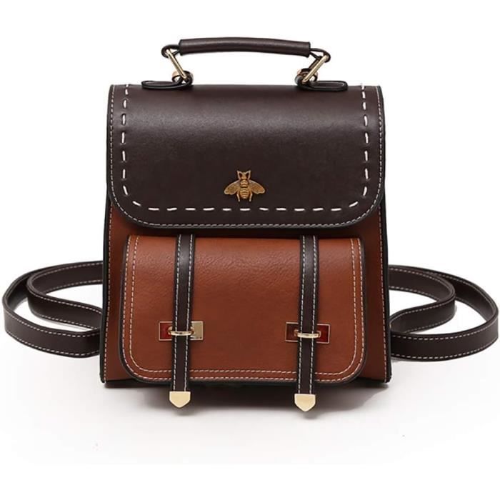 Vintage Femmes Sac A Dos Petite Abeille De Mode PU en Cuir Femmes Sacs A Dos Simple Style Sacs A Main Style Etanche Cdiscount Bagagerie Maroquinerie