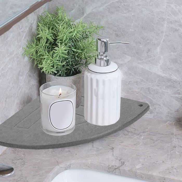 Plateau Absorbant Terre De Diatomée - 30x10 Cm, Avec Pieds Bois, Pour évier, Salle De Bain, Séchage Rapide