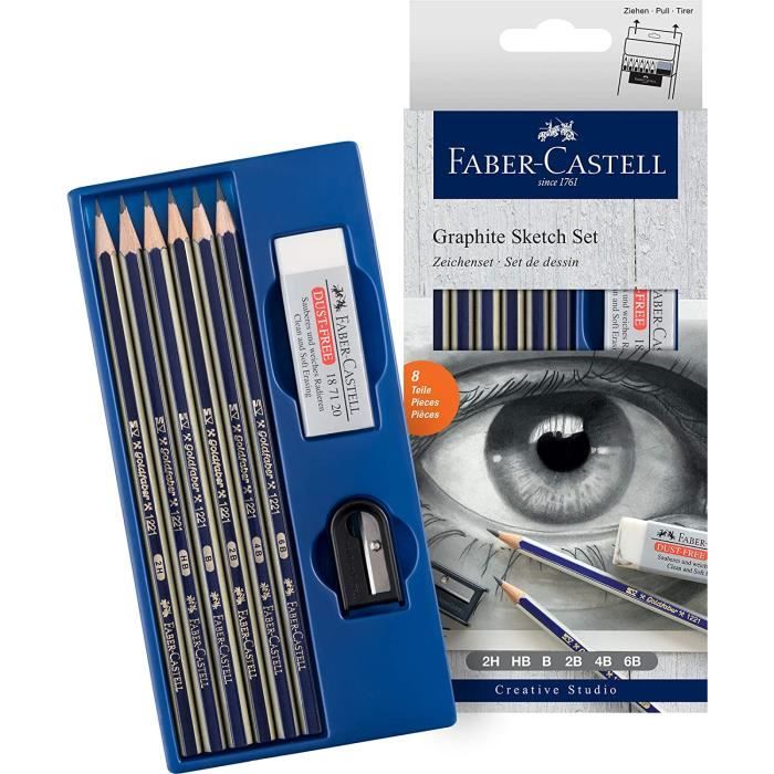 Graphite Crayon Set Goldfaber - Set de crayons graphite pour croquis FC114000 Noir 8 Unité ...