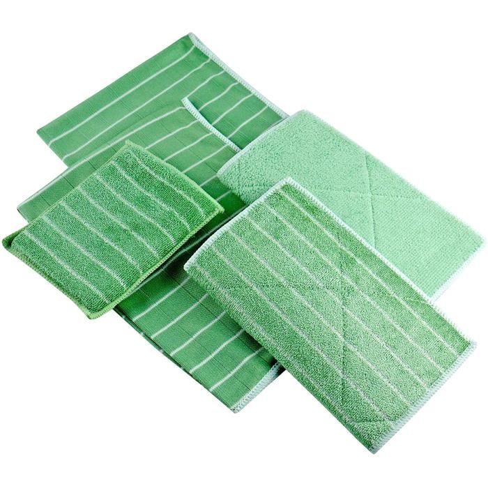 Basics Lot de 36 chiffons de nettoyage en microfibre en vert gris et rose 