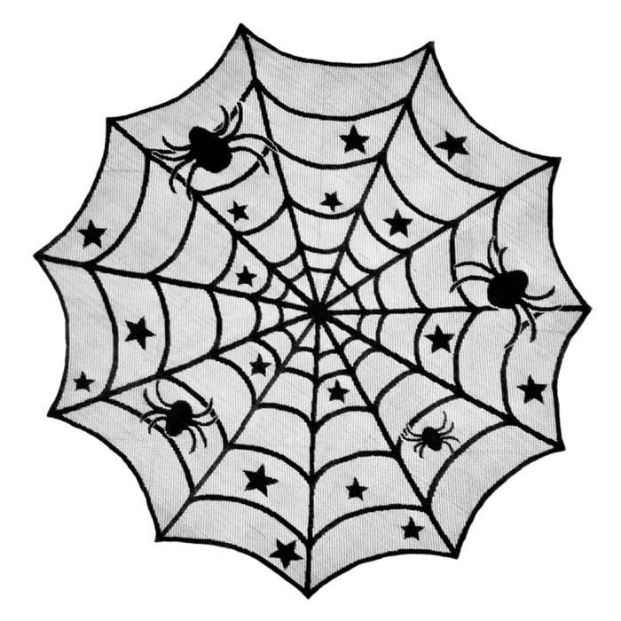 Noir Dentelle Toile d'araignée Nappe de table Halloween Déguisement Fête Décor Y