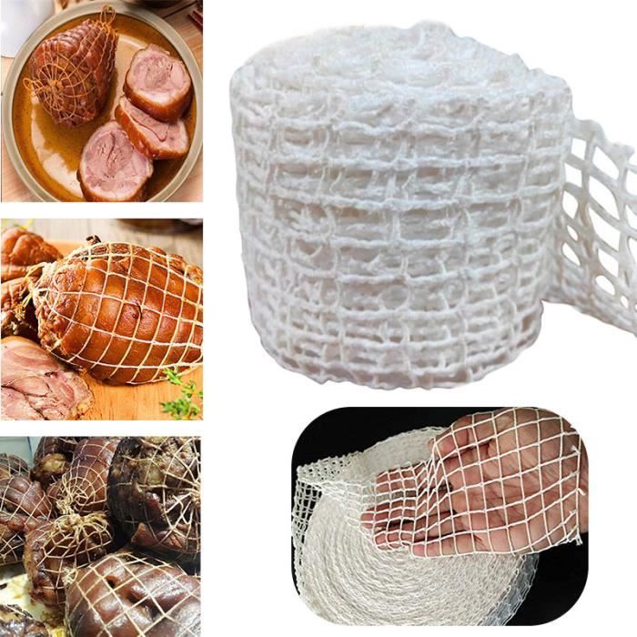 FILET ÉLASTIQUÉ - 3Mts ( Polyester ) , Elastique, Blanc, Filet de viande, Net pour la viande, maille, fumer