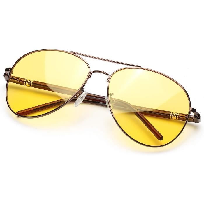 Myiaur Lunette Soleil Anti Eblouissement Conduite de Nuit/Lunette Verre  Jaune polarisée - Protection UVA UVB (Gris-1, Jaune) : : Mode