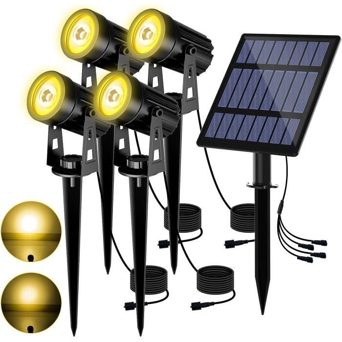 NATPOW Spot Solaire Extérieur, 2 En 1 3000K Projecteur Solaire Exterieur, Etanche IP65 Lampe Solaire Exterieur Puissante, 2 Modes Lumiere Solaire Avec Pour Jardin, Allée, Chemin, Trottoir, Terrasse