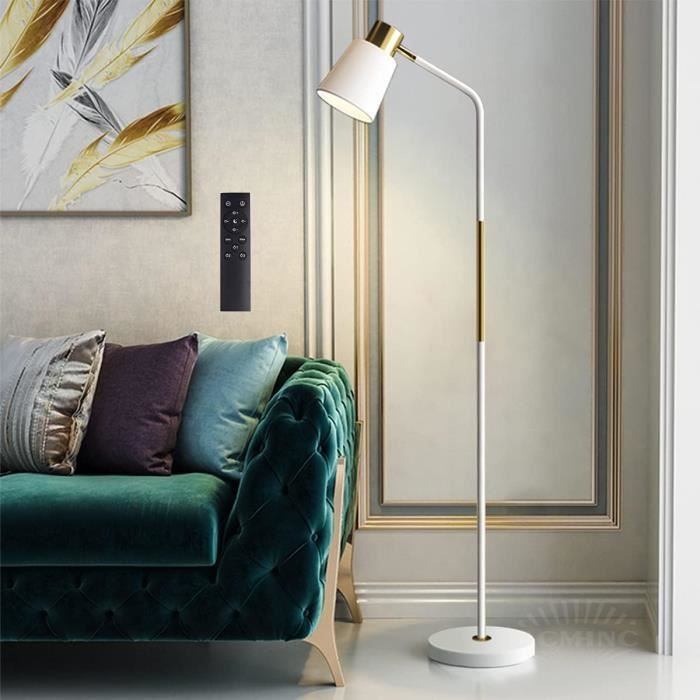 Lanmonlily Lampadaire Sur Pied Salon Dimmable LED 12W Avec Télécommande - Noir - Lampe De Sol Pour Salon Chambre Bureau