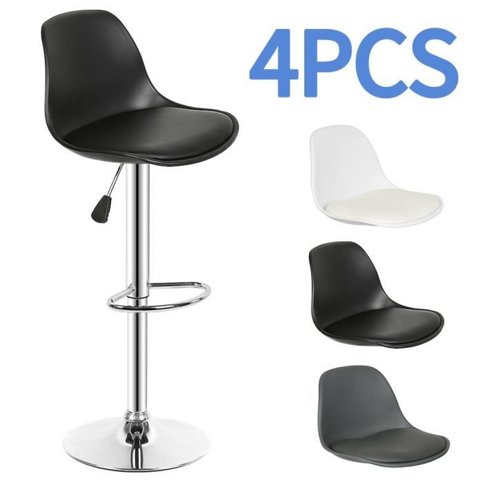 ALICIA - Tabourets de bar - Lot de 4 - Noir - Chaises dintérieur confortables