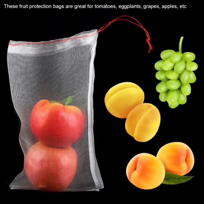 50pcs sacs de protection de fruits de plante sac de maille de cordon contre les insectes nuisibles outils de jardin （25 * 15 cm)
