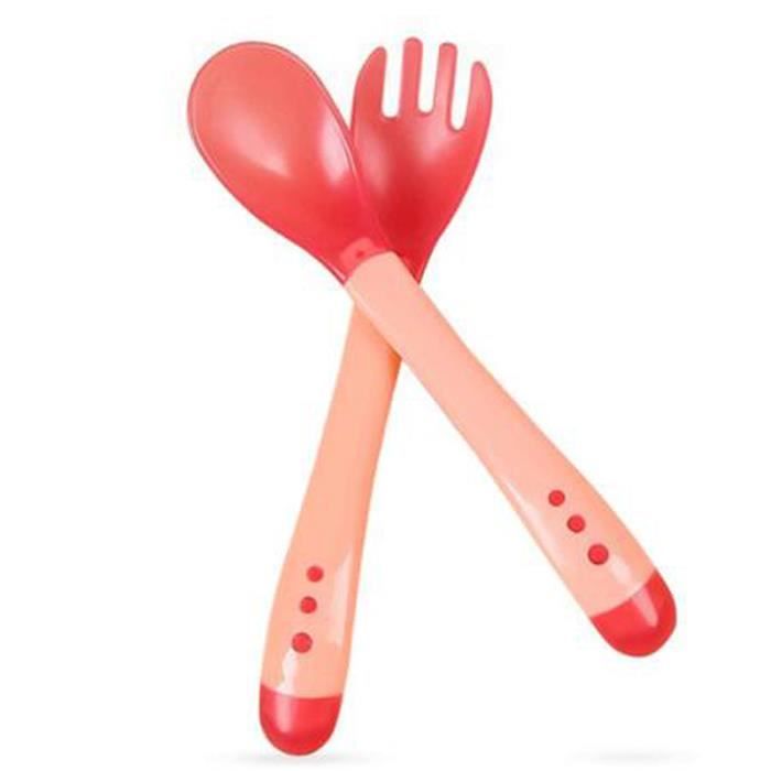 Rose Lot De 2 Pcs Cuillere Fourchette Thermosensible Souple Ustensiles A Temperature Pour Bebe Mixte Achat Vente Ustensiles Bebe Soldes Cdiscount