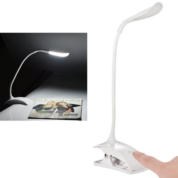 Lampe LED tactile avec pince de lecture et col flexible 360 Lampe de bureau /à LED Id/éal pour l/étude et//ou la lecture. Lumi/ère LED avec 3 modes de luminosit/é et intensit/é flexible LED rechargeable