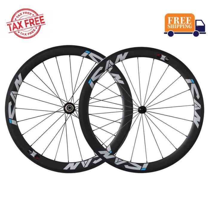 ICAN 50mm Roue de Velo Carbone Pneu de Course Routiere Essieu 20 24 trous Cdiscount Sport
