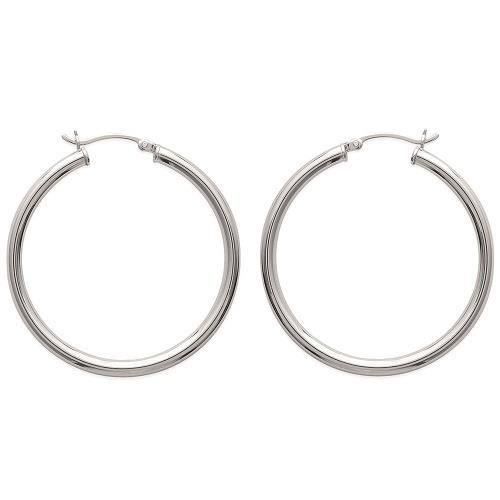 Boucles d/'oreille créoles argentées et rouges 4cm