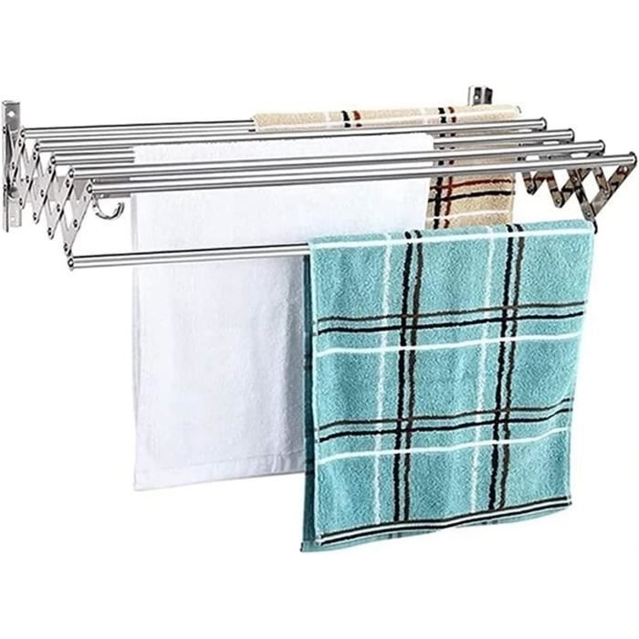Corde à Linge Rétractable Inox 304 - Fixation Murale, Résiste à La Rouille