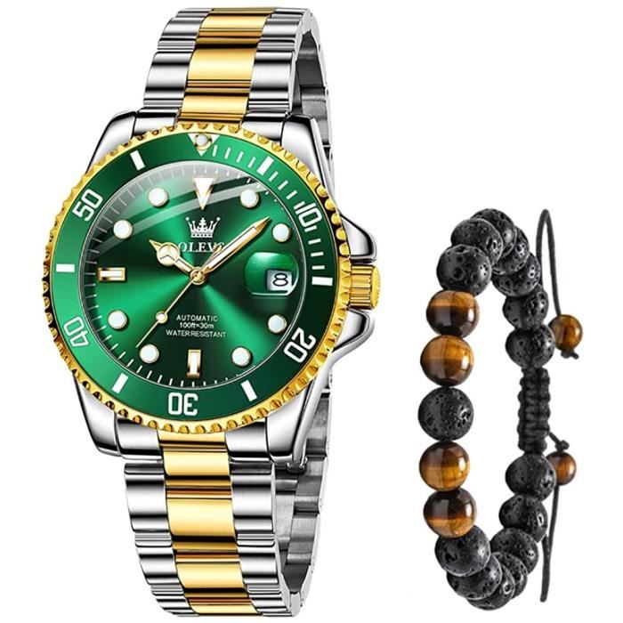 Montre Homme Vintage MOGADOR France - Quartz, Dateur, Verre Minéral - Bracelet Cuir Rouge - Occasion