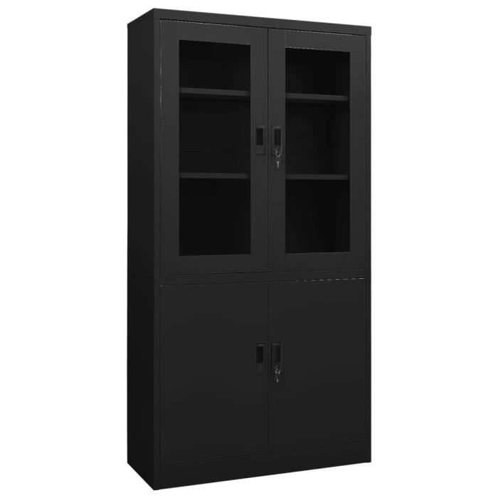 SALE* TOP Armoire de rangement - Armoire de bureau Noir 90x40x180 cm Acier(2534)