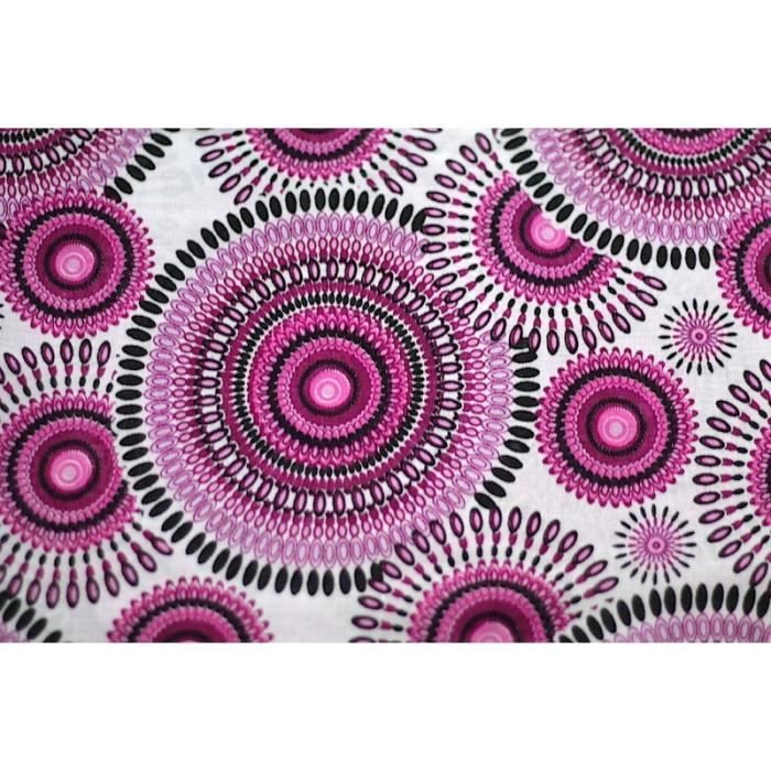 Tissu Coton Motif Cercles Bleus - 1 Yard (environ 91cm), Largeur Jusqu'à 45 Pouces, Neuf
