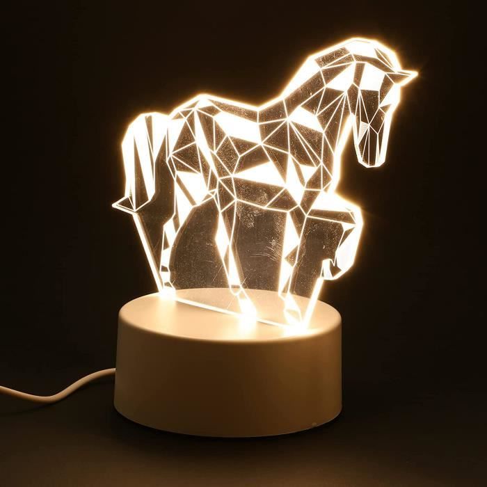 Animal Nuit Lumière 3D Cheval Illusion Lampe USB Alimenté LED Signes Décoration pour Chambre Salon Bureau Lampe de Bureau