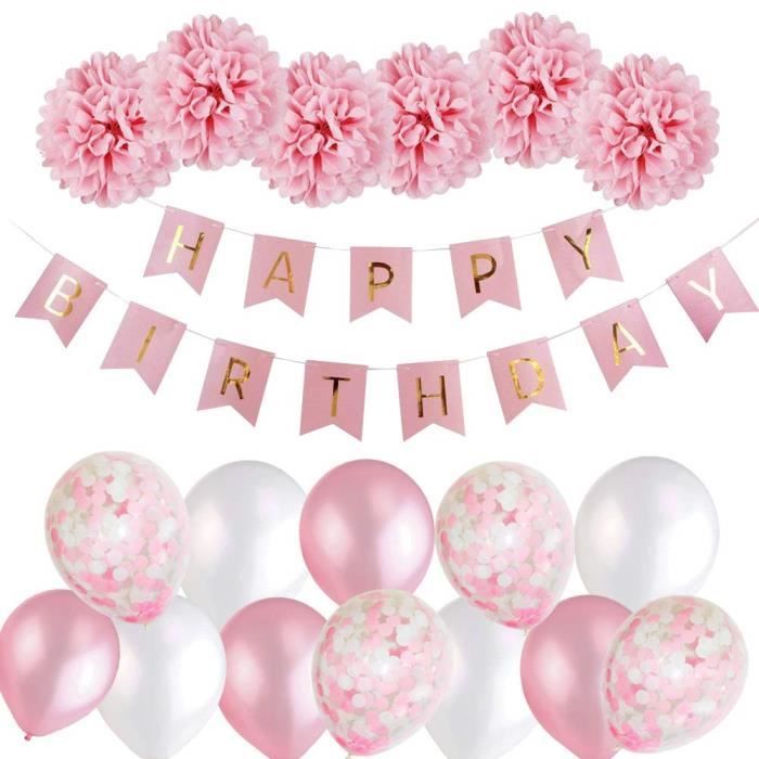 Decorations De Fete D Anniversaire Fille Mmtx Anniversaire Banniere Decoration Joyeux Anniversaire Guirlande Ballons Banniere Av Cdiscount Maison