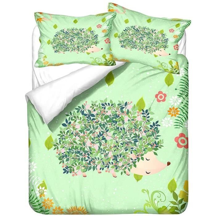Parure De Lit 1 Personne 90x190 Cm Motif Forêt - Housse De Couette Microfibre Douce Et Réversible - 7
