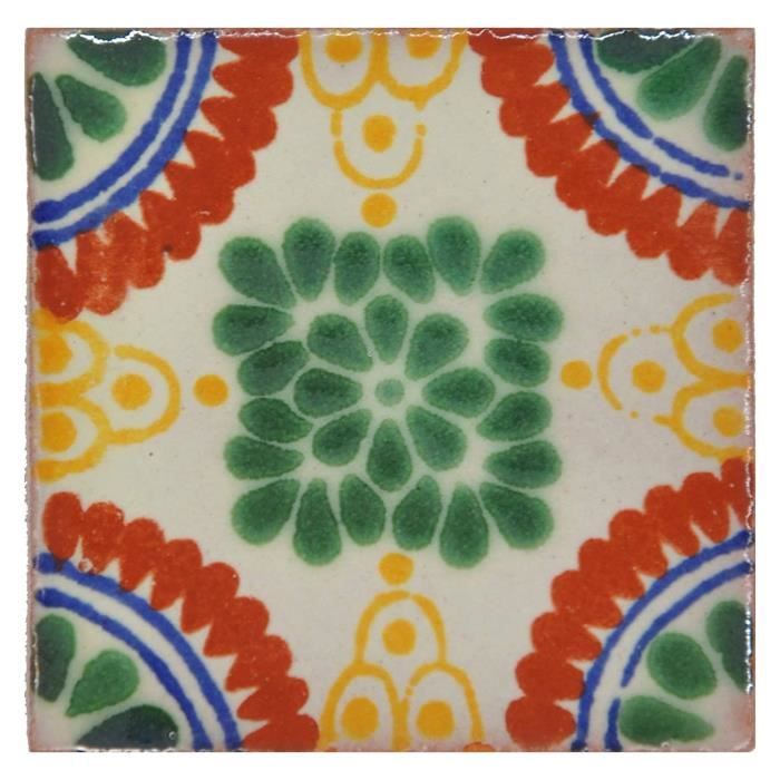 Carrelage en céramique mexicaine 5 cm fait à la main et éthiquement négocié par Tumia LAC Tuile unique