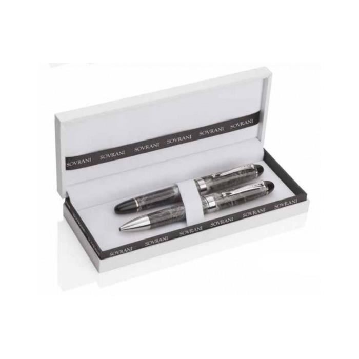 Gullor Penna A Sfera Roller 601 – Stile Moderno In Marmo Nero, Punta Media, Corpo In Metallo - 2