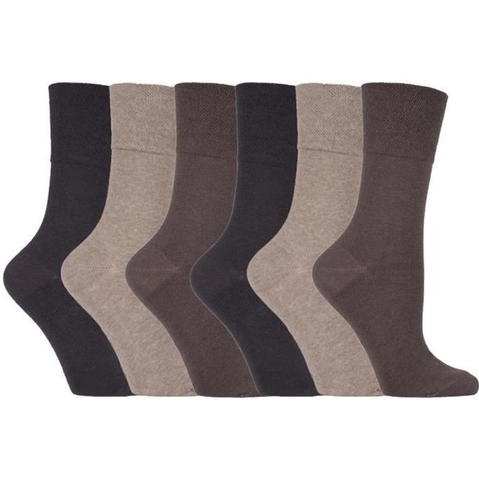 Gentle Grip 6 Paires Femme Sans Elastique Chaussettes Marron Pas De Caoutchouc Non Comprimantes Marron Marron Cdiscount Pret A Porter
