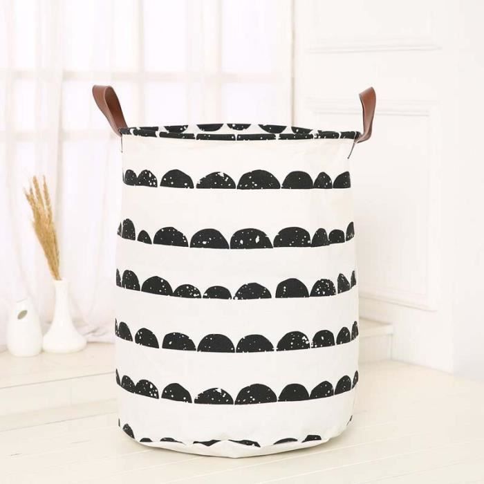 Panier De Rangement En Tissu LaMorée – Coton Et Lin Avec Poignées En Bois – Pliable, 3 Tailles (ex: 41,9x31x17 Cm)