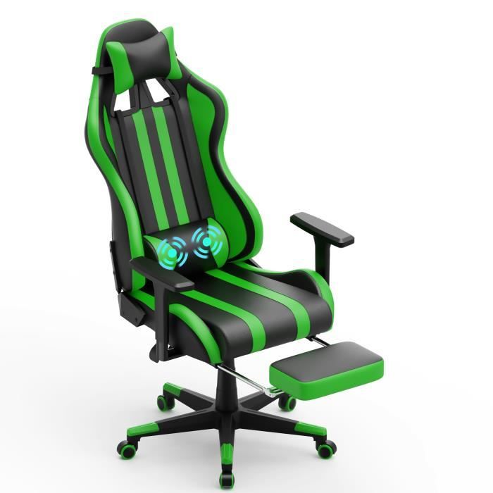 Chaise de bureau GAMING revêtement synthétique noir et vert