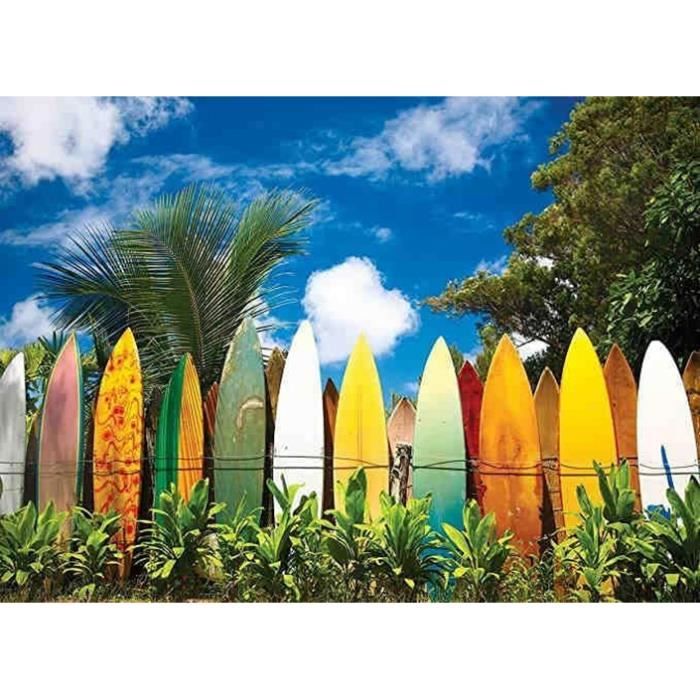 Planche de Surf sous Le Ciel Bleu - Puzzle en Bois de 1000 pices